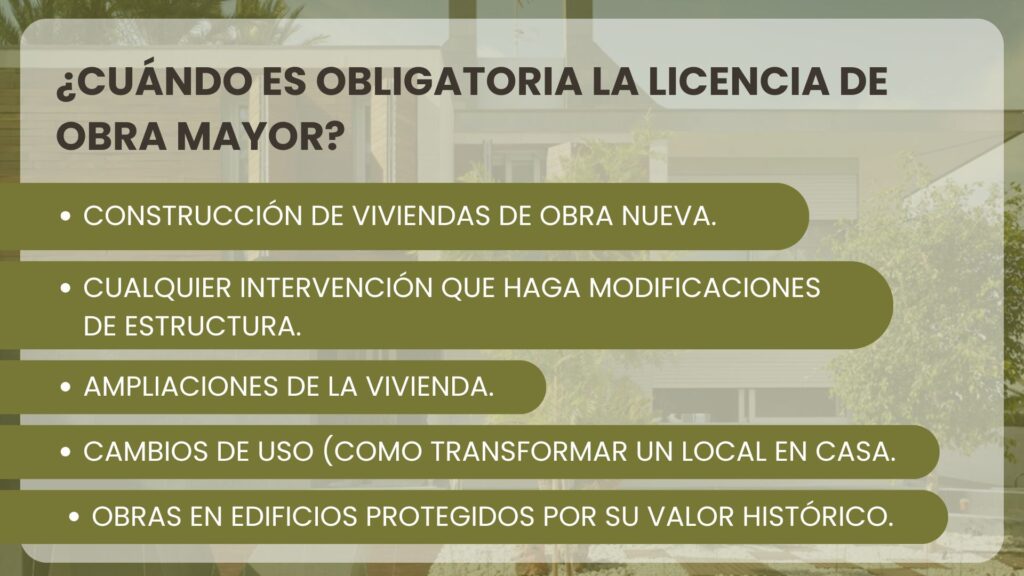 cuando se usa una licencia de obra mayor