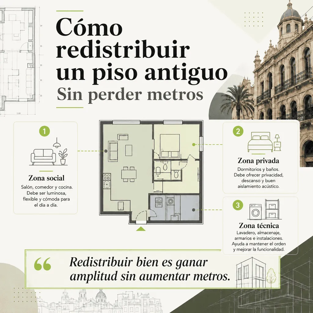 Cómo redistribuir un piso antiguo sin perder metros