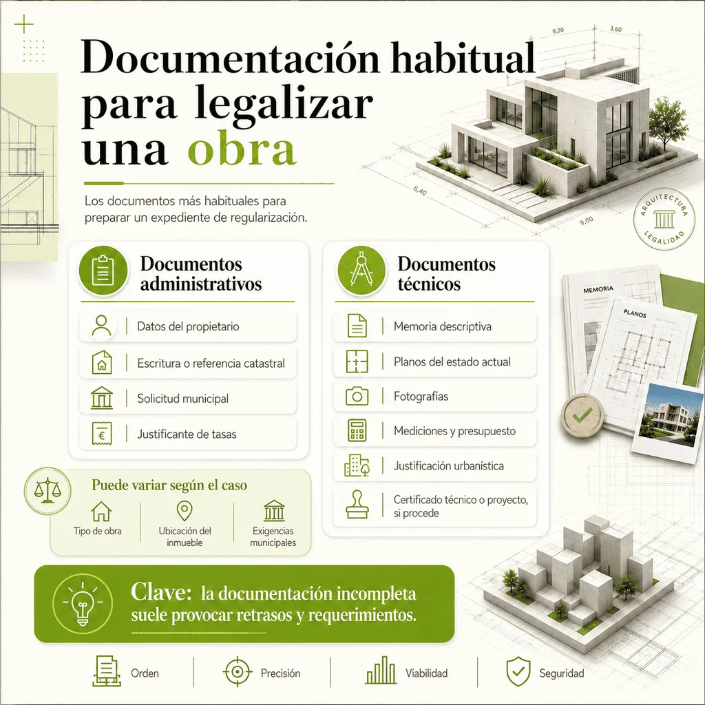 Documentación habitual para legalizar una obra