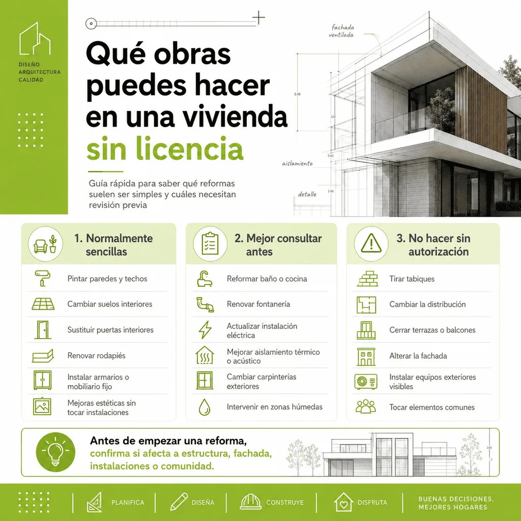 Infografía sobre qué obras puedes hacer en una vivienda sin licencia