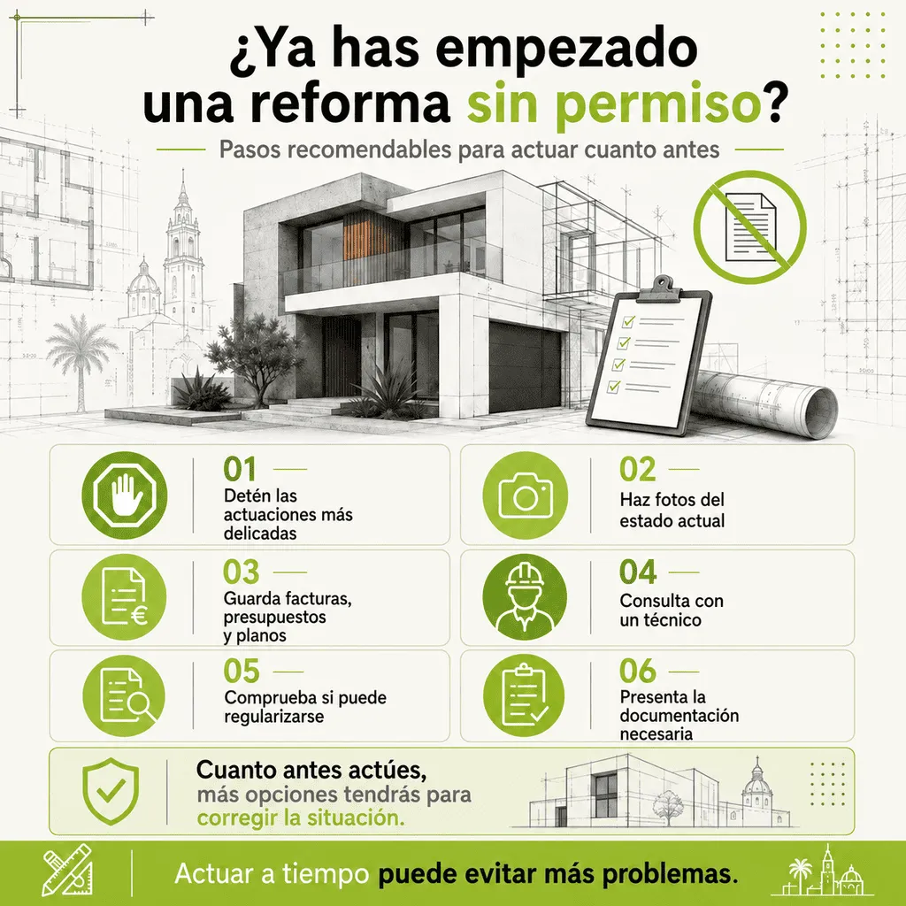 Infografía sobre qué hacer si ya has empezado una reforma sin permiso