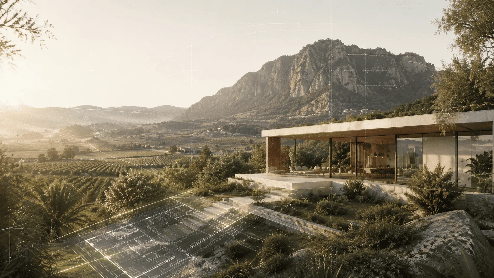 Arquitectura contemporánea y trazos de proyecto integrados en el paisaje de Callosa de Segura